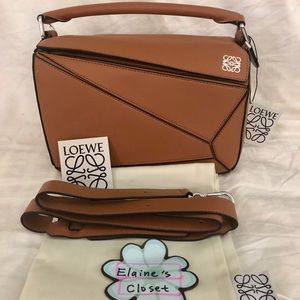 Loewe Small Puzzle Bag Tan w/ 4 feet & wide strap